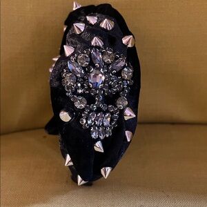 Black Studded Skull Headband